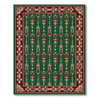 Rich Garnet Emerald Lattice Medallion Rug