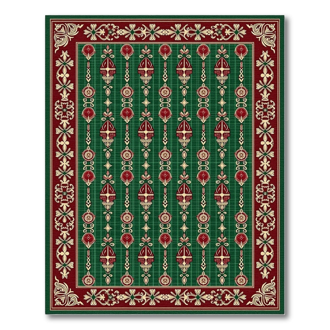 Rich Garnet Emerald Lattice Medallion Rug