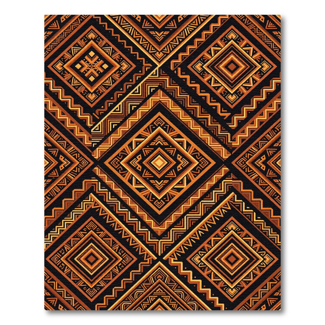 Golden Amber Geometric Tribal Diamond Rug