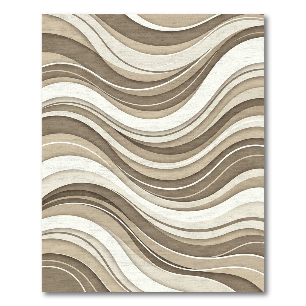 Modern Cream and Taupe Wavy Rug