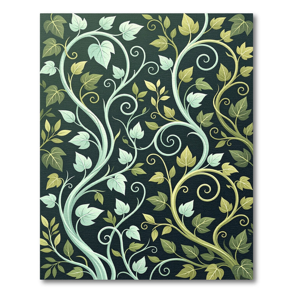 Lush Green Botanical Ivy Vine Swirls Rug