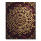 Golden Mandala Wine Ornamental Medallion Rug