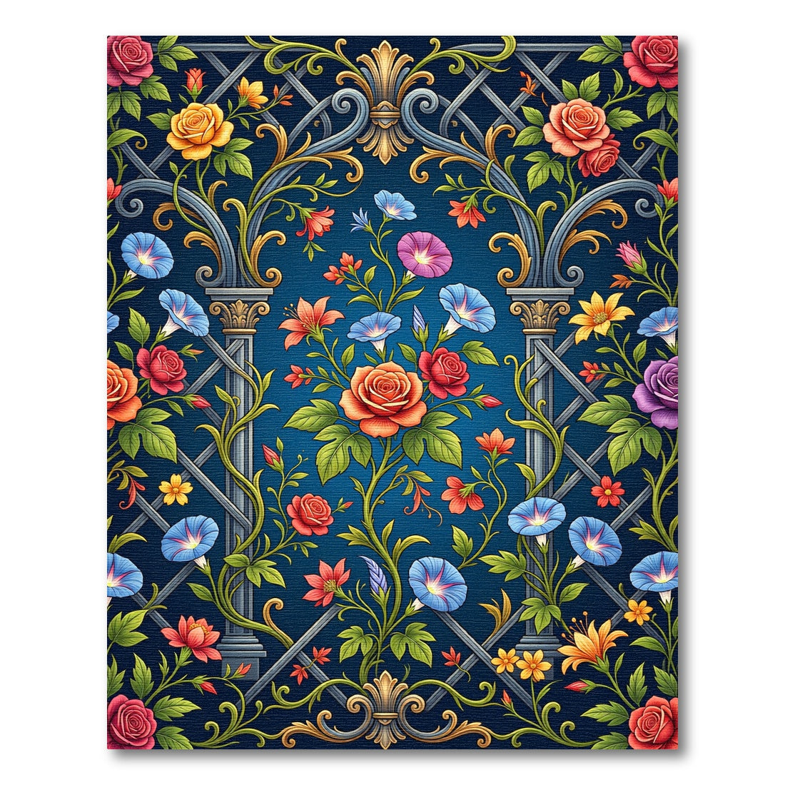 Gilded Vine Floral Garden Tapestry Rug