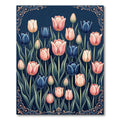 Elegant Blush and Navy Tulip Garden Rug