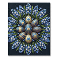 Golden Floral Ornate Egg Blue Hyacinth Rug