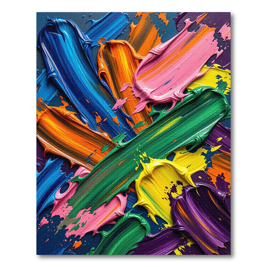 Vibrant Impasto Abstract Multi-Color Swirl Rug