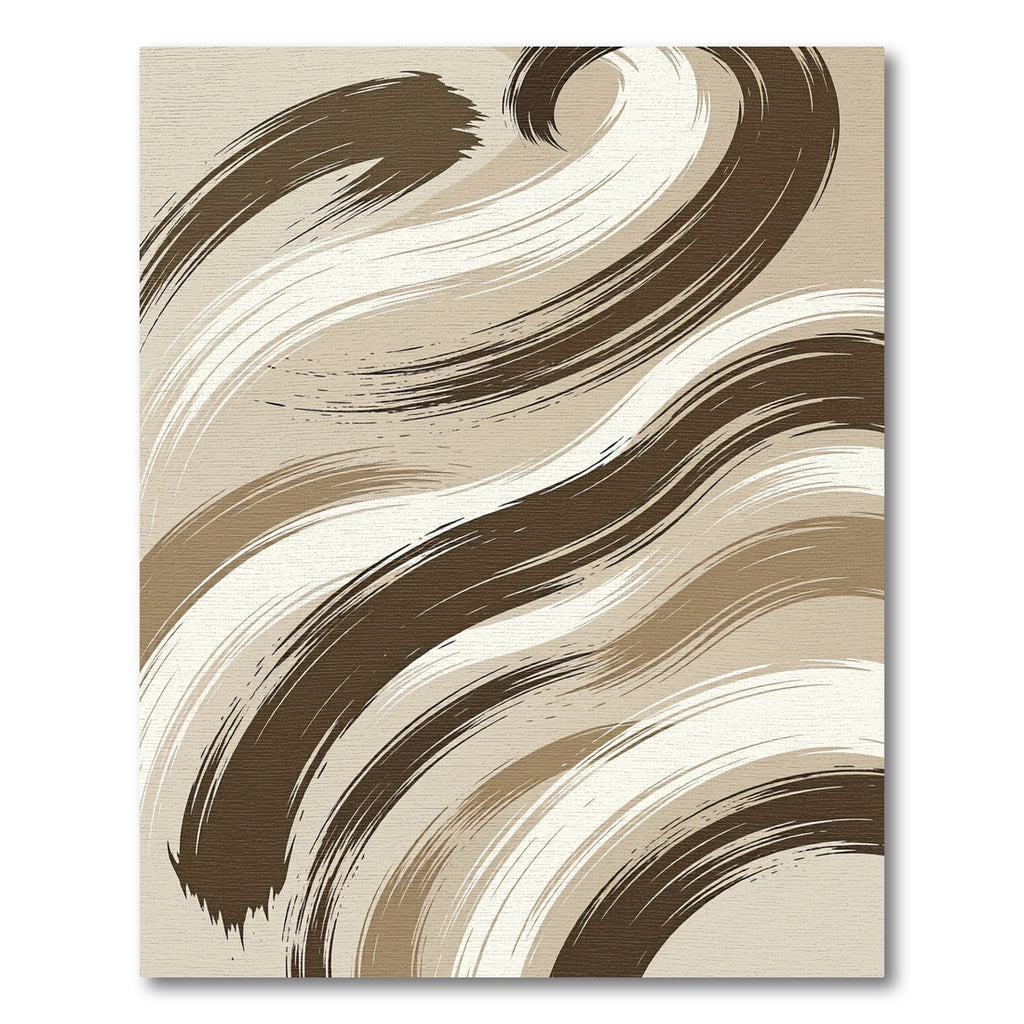Abstract Taupe and Cream Swirling Waves Rug