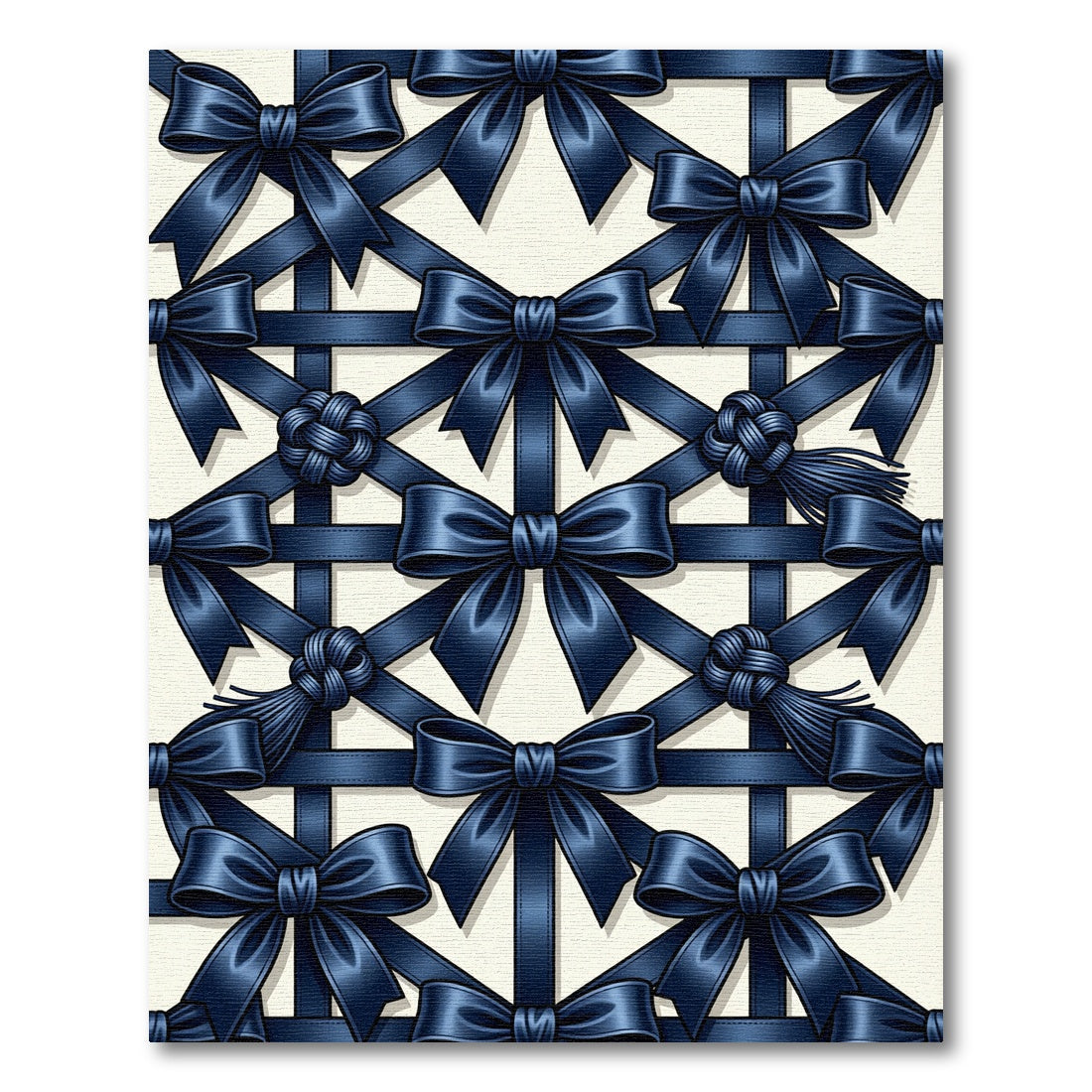 Sophisticated Navy Satin Ribbon Grid Rug