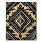 Metallic Golden Charcoal Geometric Diamond Rug