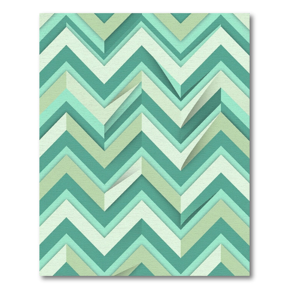 Teal Mint Chevron Layered Rug