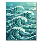 Dynamic Azure Ocean Wave Swirl Rug