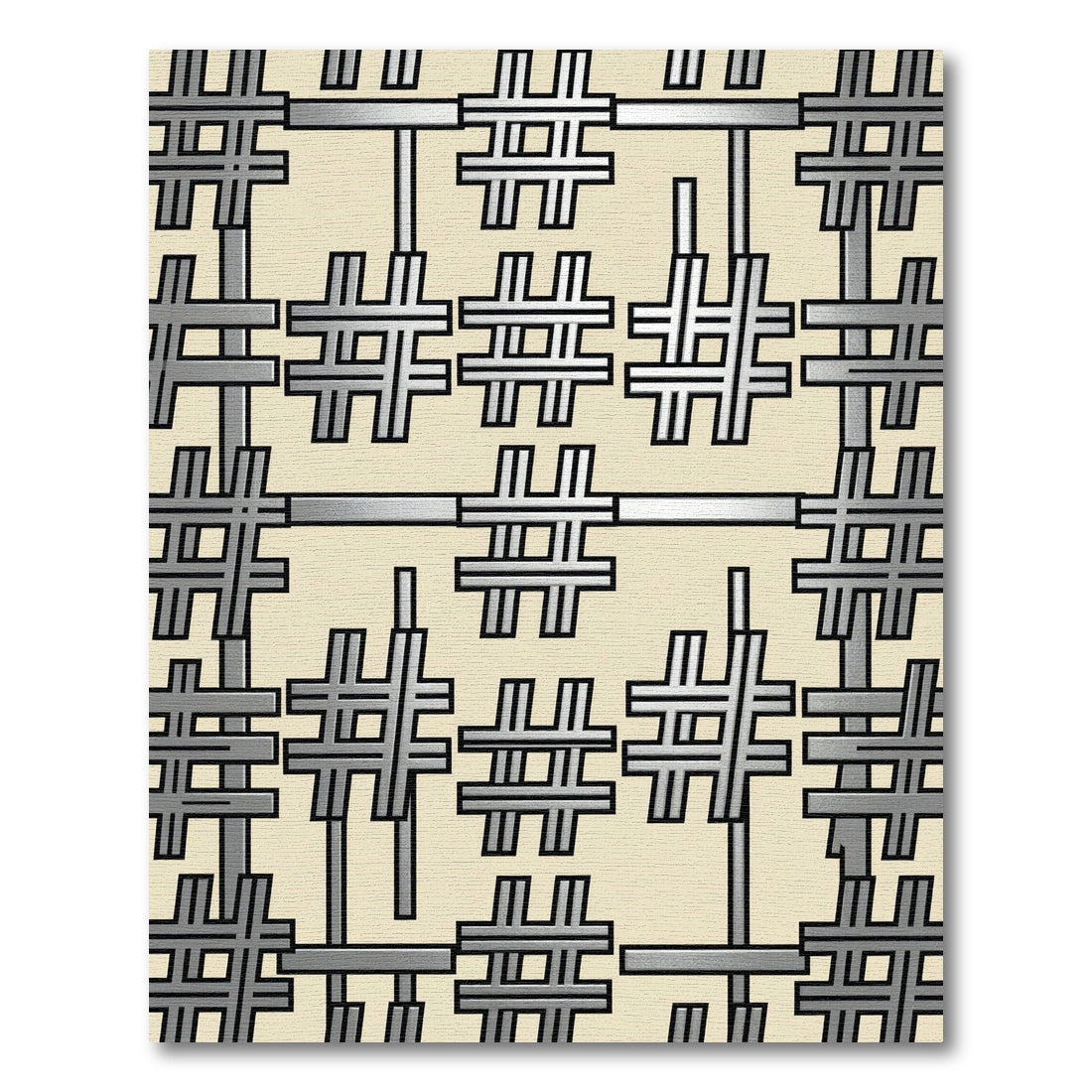Gray Metallic Hashtag Grid Rug