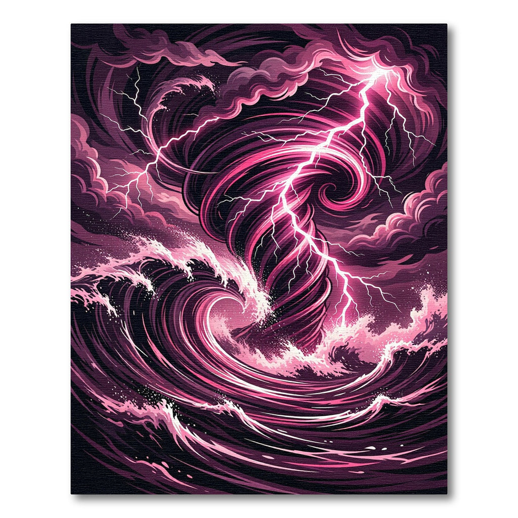 Dramatic Magenta Lightning Storm Swirl Rug