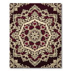 Burgundy Cream Lace Medallion Arrangement Rug