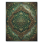 Emerald Gold Floral Arabesque Frame Rug