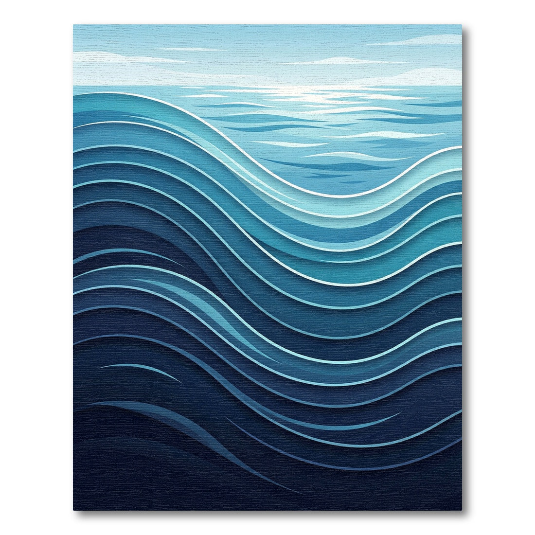 Oceanic Deep Blue Wavy Layers Rug