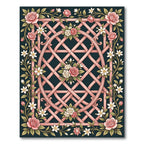 Rose Pink Garden Lattice Floral Accent Rug