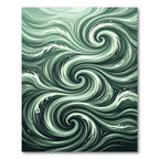 Ethereal Sage Green Swirling Wave Rug