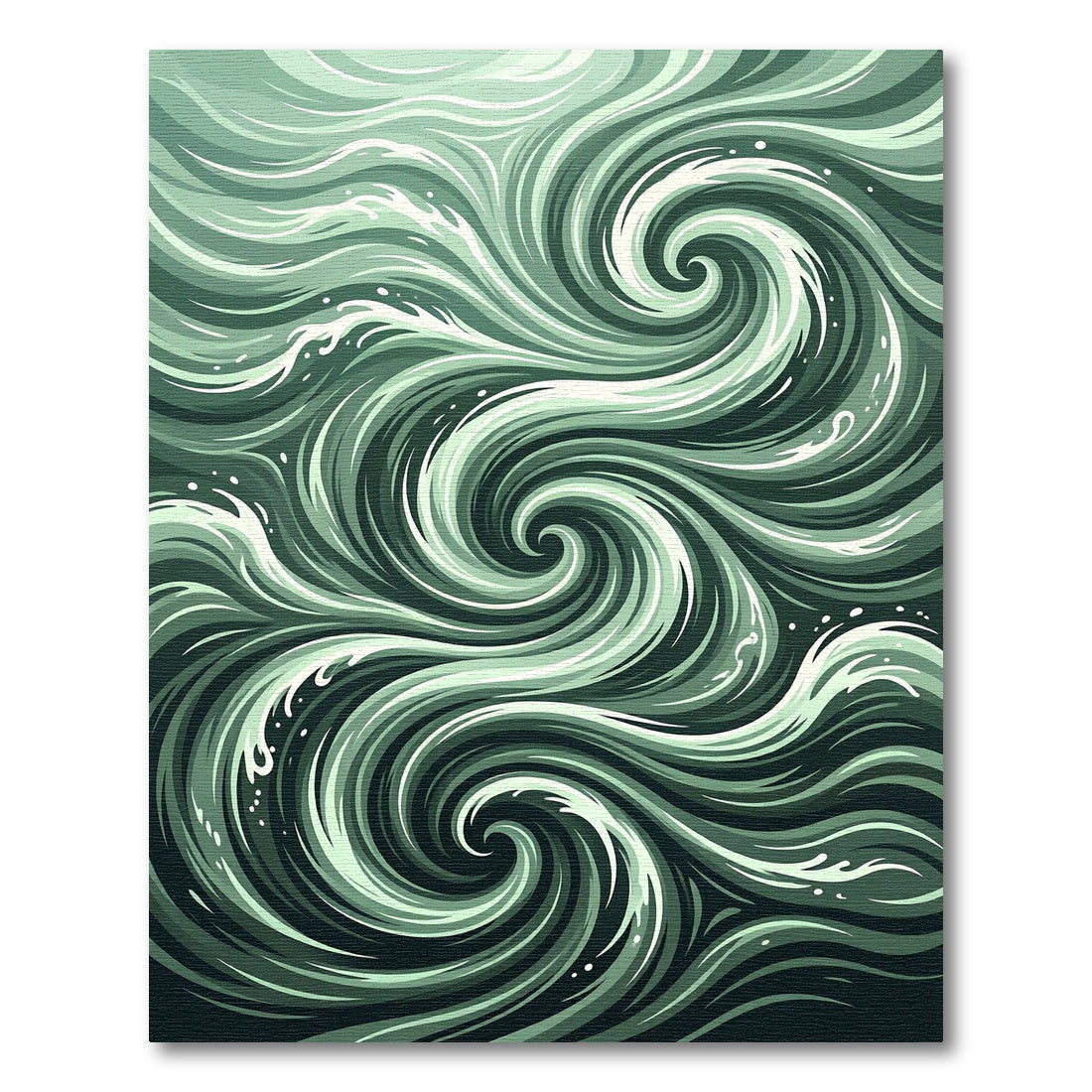 Ethereal Sage Green Swirling Wave Rug