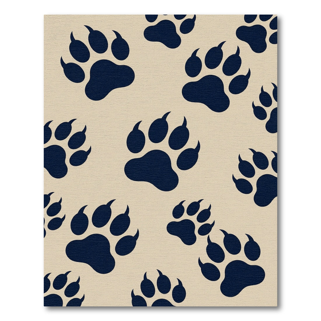 Minimalist Navy Paw Print Area Rug