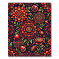 Crimson Red Floral Pomegranate Mandala Rug