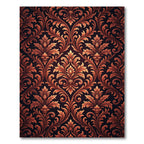 Ornate Burnt Orange Damask Scroll Rug