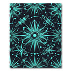 Retro Cyan Atomic Orbit Rug