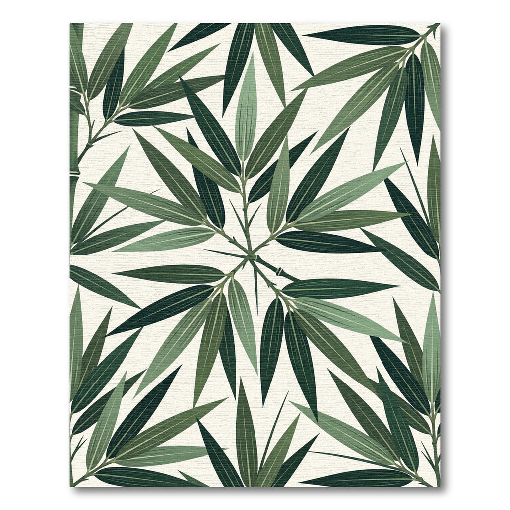 Lush Green Botanical Bamboo Leaf Rug