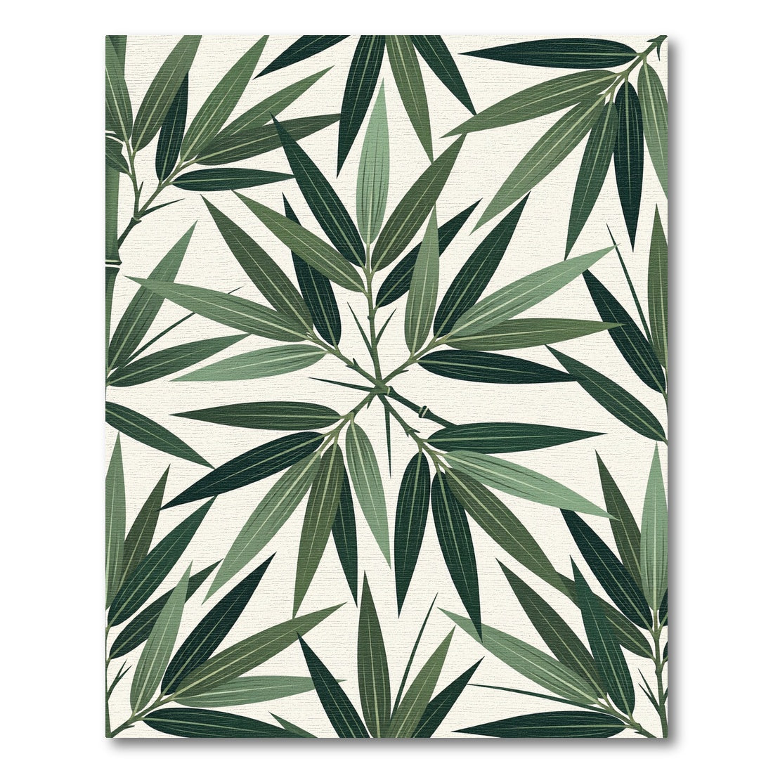 Lush Green Botanical Bamboo Leaf Rug