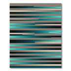 Modern Teal Gray Gradient Stripes Rug