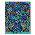 Ornate Azure Teal Scroll Floral Medallion Rug