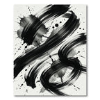 Bold Black Ink Brushstroke Splatter Rug