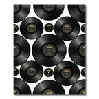 Retro Black Vinyl Record Collage Rug