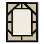 Geometric Black Frame Beige Rug