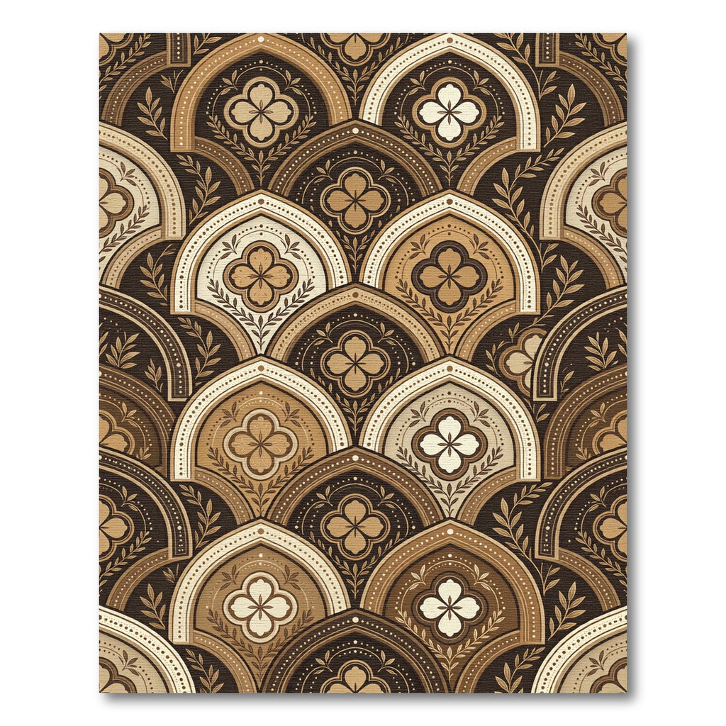 Elegant Bronze Clover Scallop Floral Rug