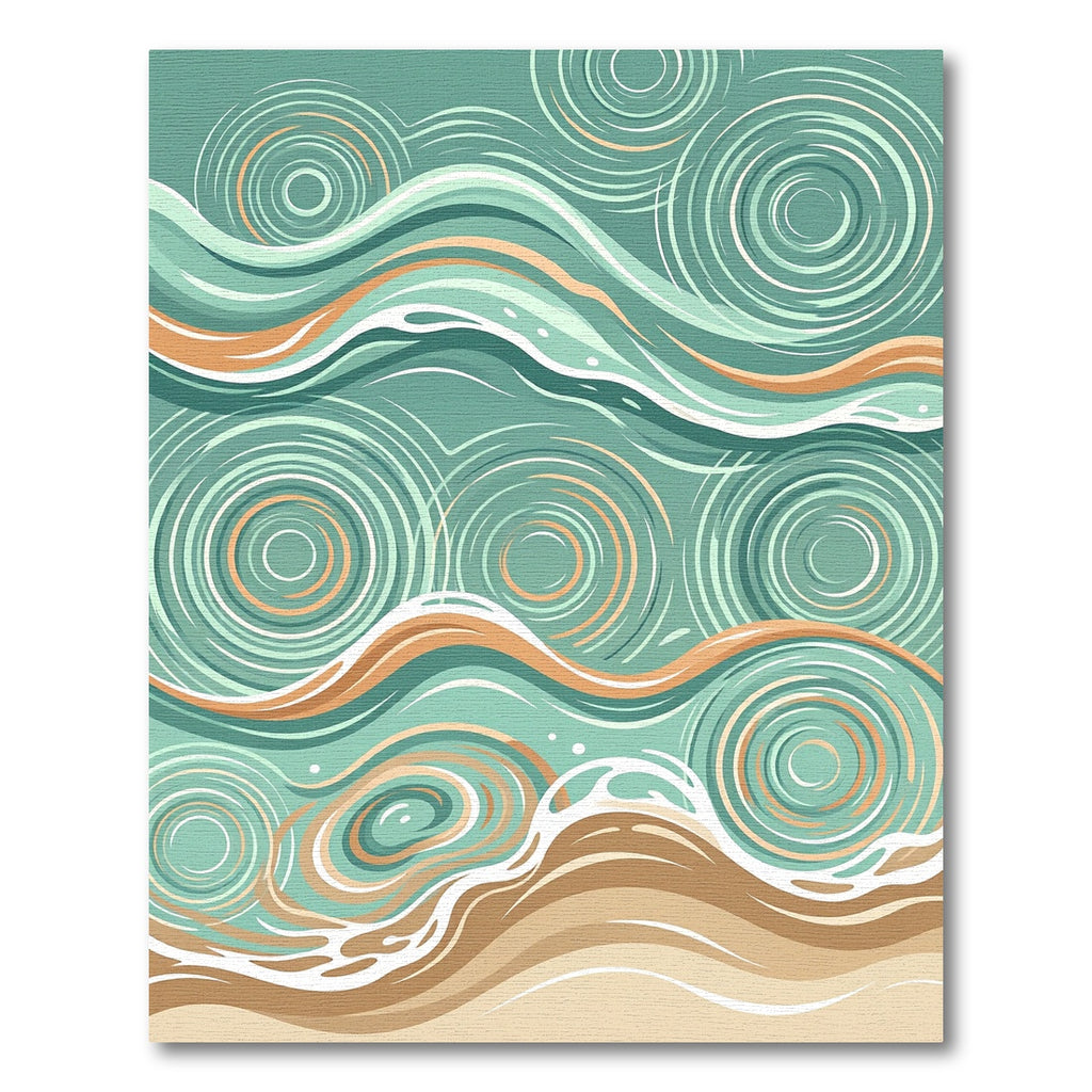 Abstract Teal Ripple and Sand Swirl Rug