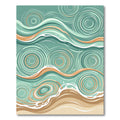 Abstract Teal Ripple and Sand Swirl Rug