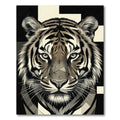 Bold Monochrome Tiger Face Rug