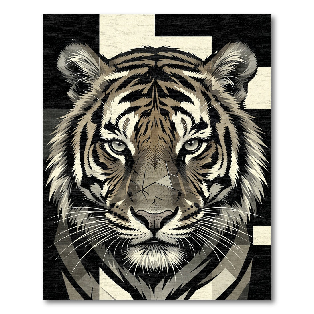 Bold Monochrome Tiger Face Rug