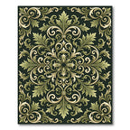 Sophisticated Olive Sage Acanthus Scroll Rug