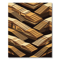 Golden Abstract Ascending Geometric Steps Rug