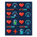 Pixel Retro Gaming Heart Status Icons Rug