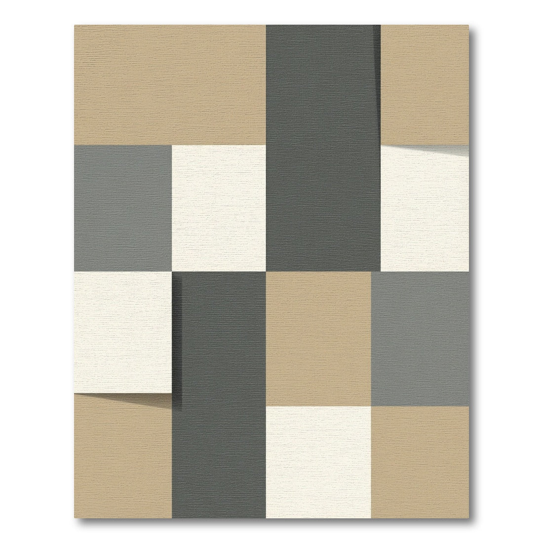 Modern Earthy Tone Geometric Blocks Rug