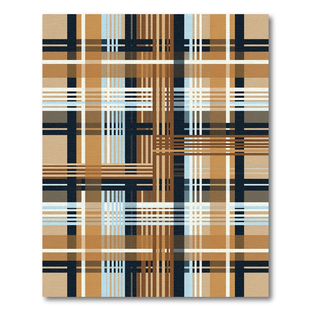 Warm Tones Plaid Composition Rug