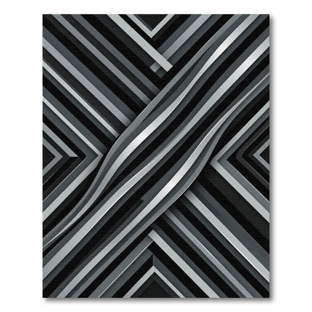 Monochrome Diagonal Striped Ribbon Rug