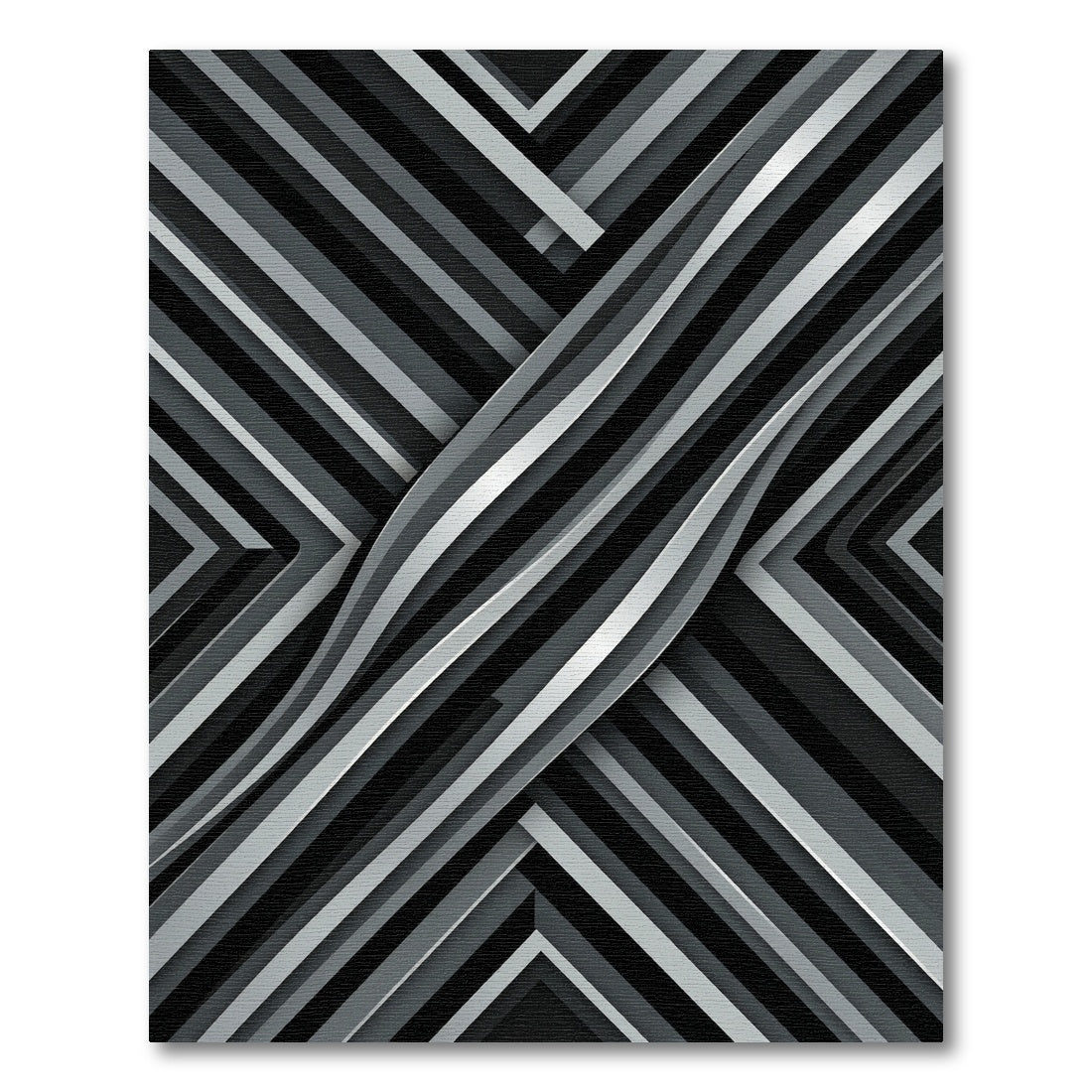 Monochrome Diagonal Striped Ribbon Rug