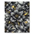 Elegant Black Floral Gold Ink Flow Rug