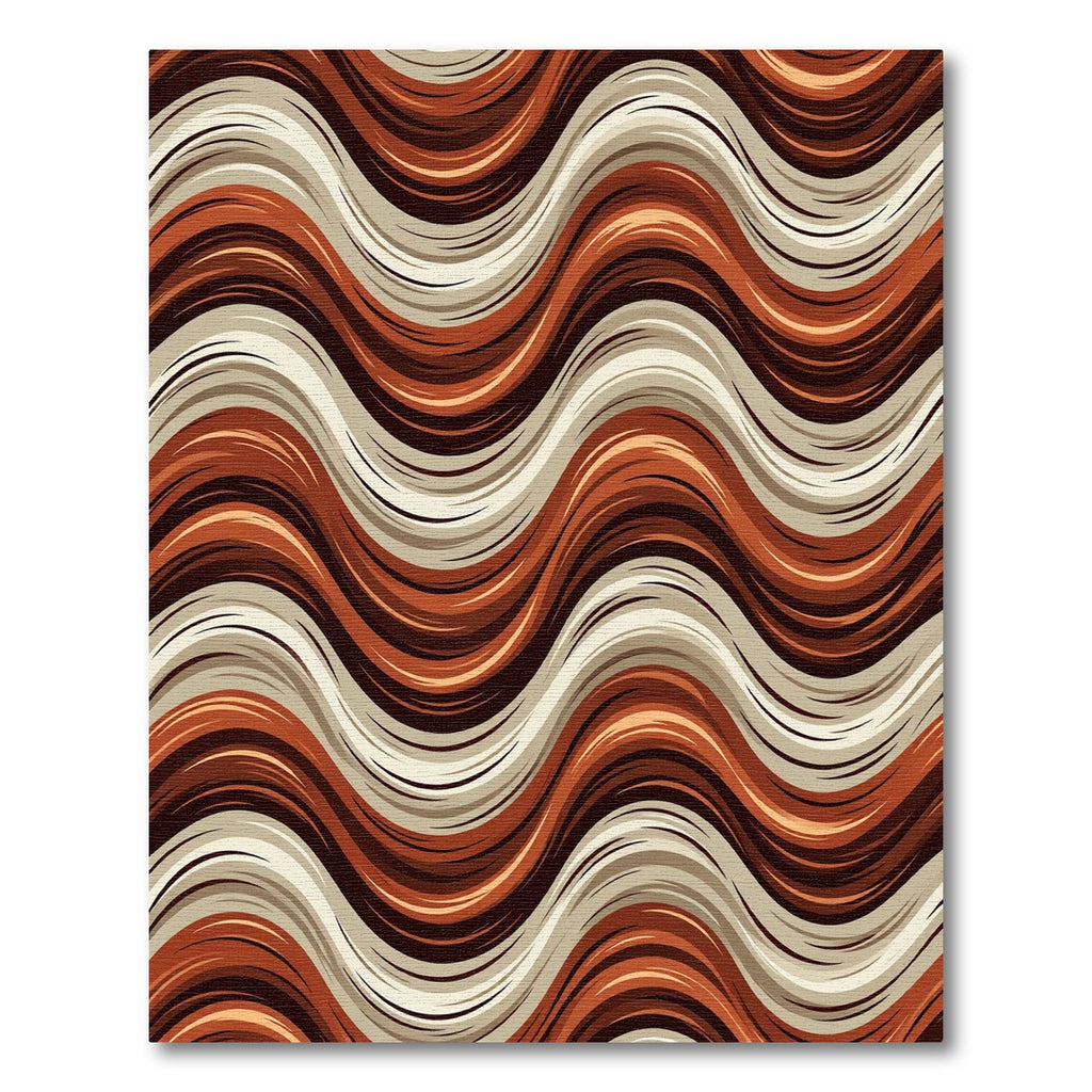 Earthy Brown And Cream Wavy Stripes Rug