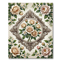 Elegant Victorian Cream Rose Medallion Rug