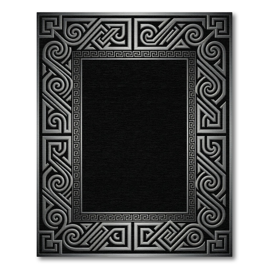Silver Gray Geometric Interlocking Band Rug